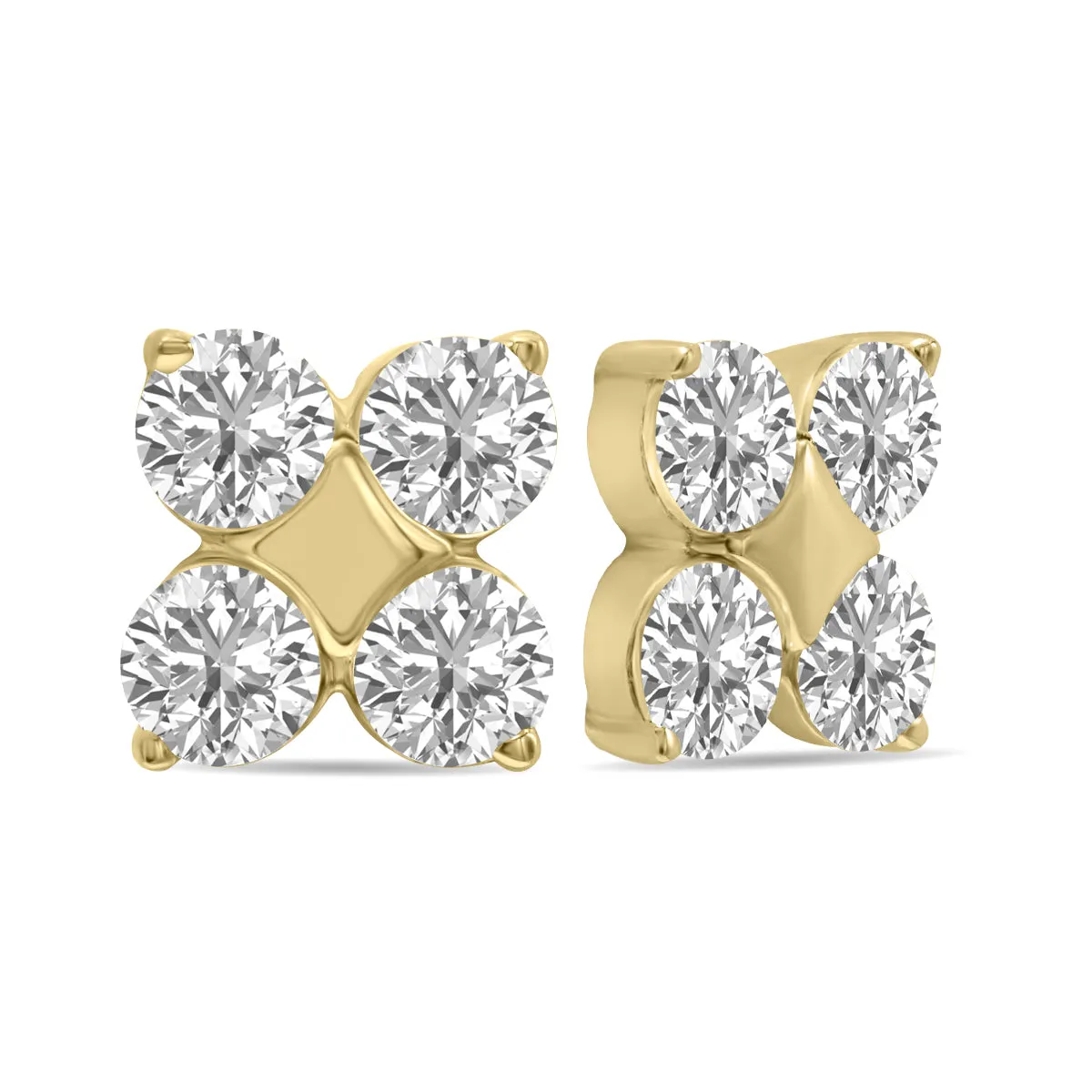 1/2 Ctw Lab Grown Diamond Snowflake Earrings In 10K Yellow Gold (F-G Color, Vs1- Vs2 Clarity)