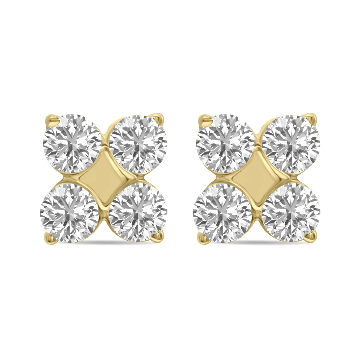 1/2 Ctw Lab Grown Diamond Snowflake Earrings In 10K Yellow Gold (F-G Color, Vs1- Vs2 Clarity)