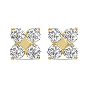 1/2 Ctw Lab Grown Diamond Snowflake Earrings In 10K Yellow Gold (F-G Color, Vs1- Vs2 Clarity)