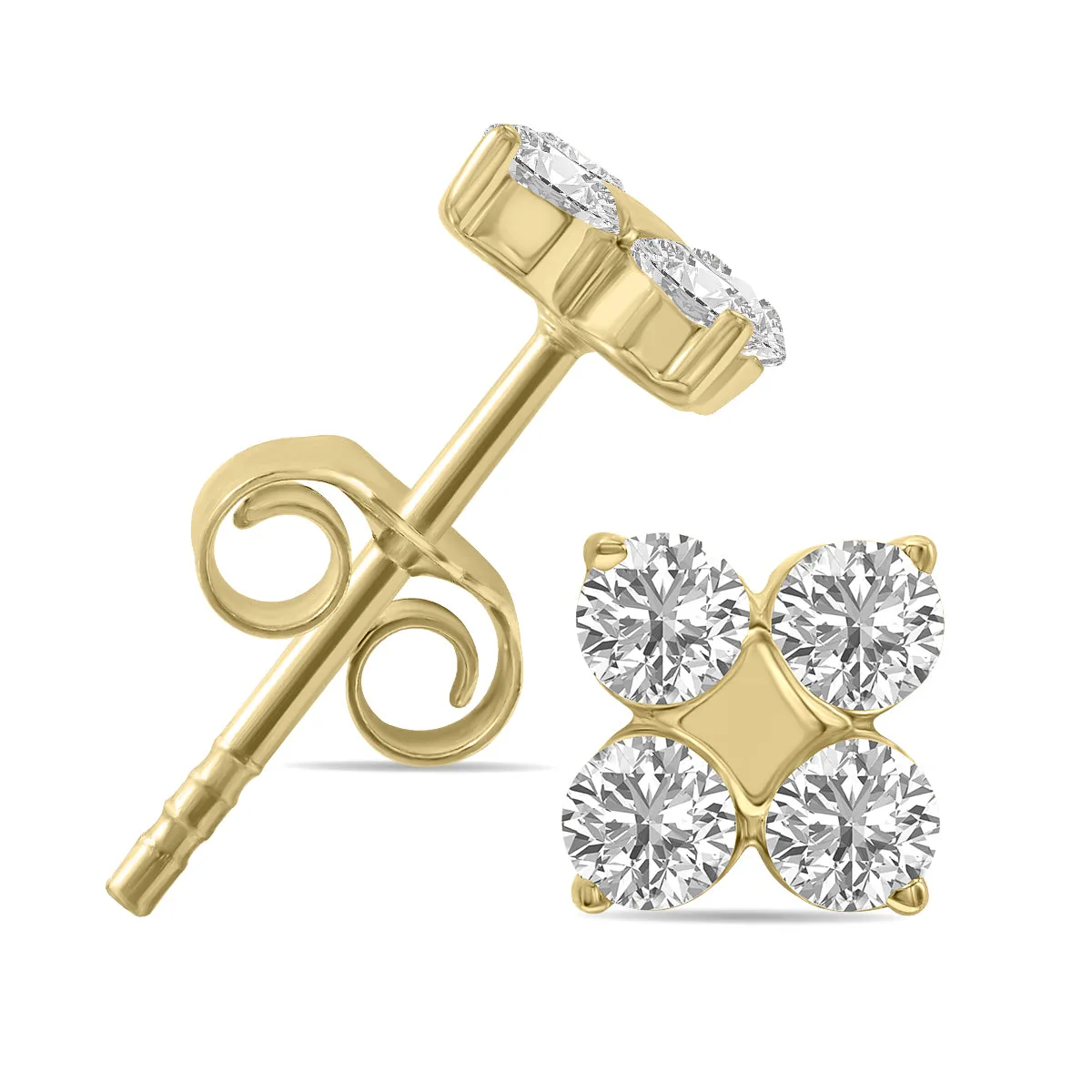 1/2 Ctw Lab Grown Diamond Snowflake Earrings In 10K Yellow Gold (F-G Color, Vs1- Vs2 Clarity)