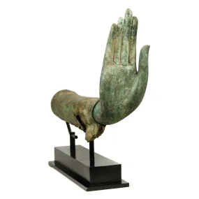 19th or Earlier Century Bronze Mudra Right Hand Fragment Arm on Base