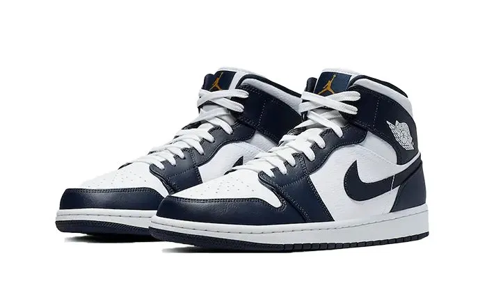 Air Jordan 1 Mid White Metallic Gold Obsidian