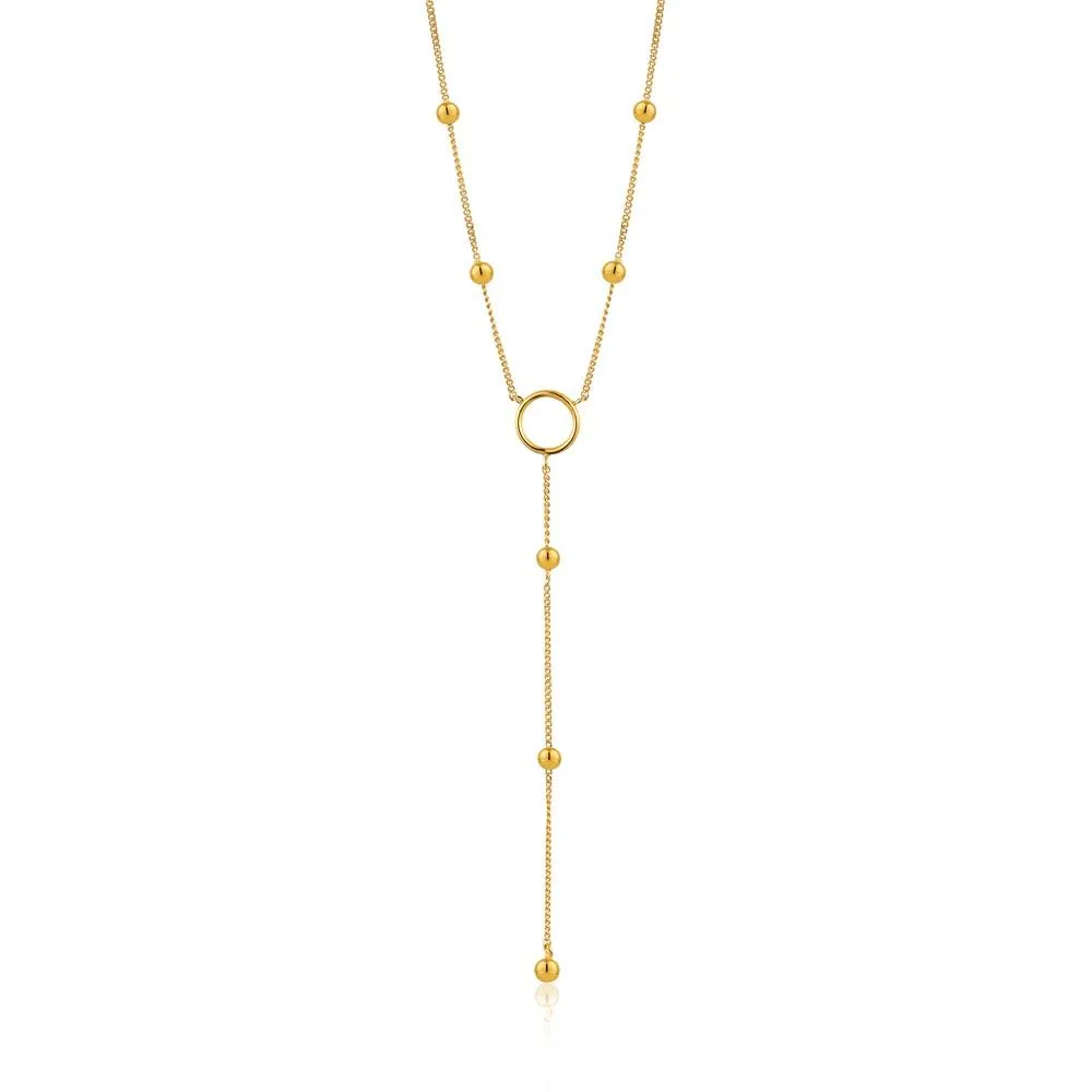 Ania Haie Modern Circle Y Necklace - Gold