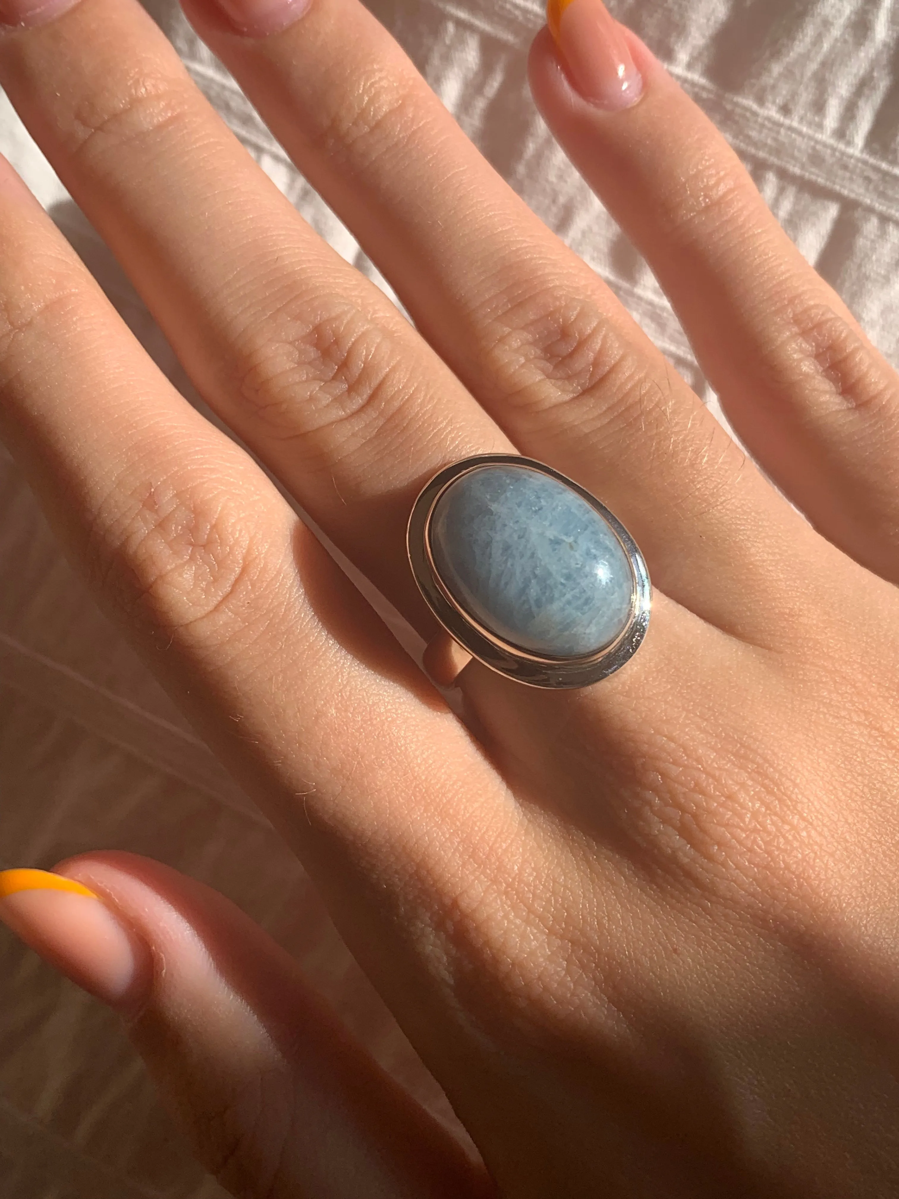 Aquamarine Ansley Ring - Oval Cabochon (US 7.5)