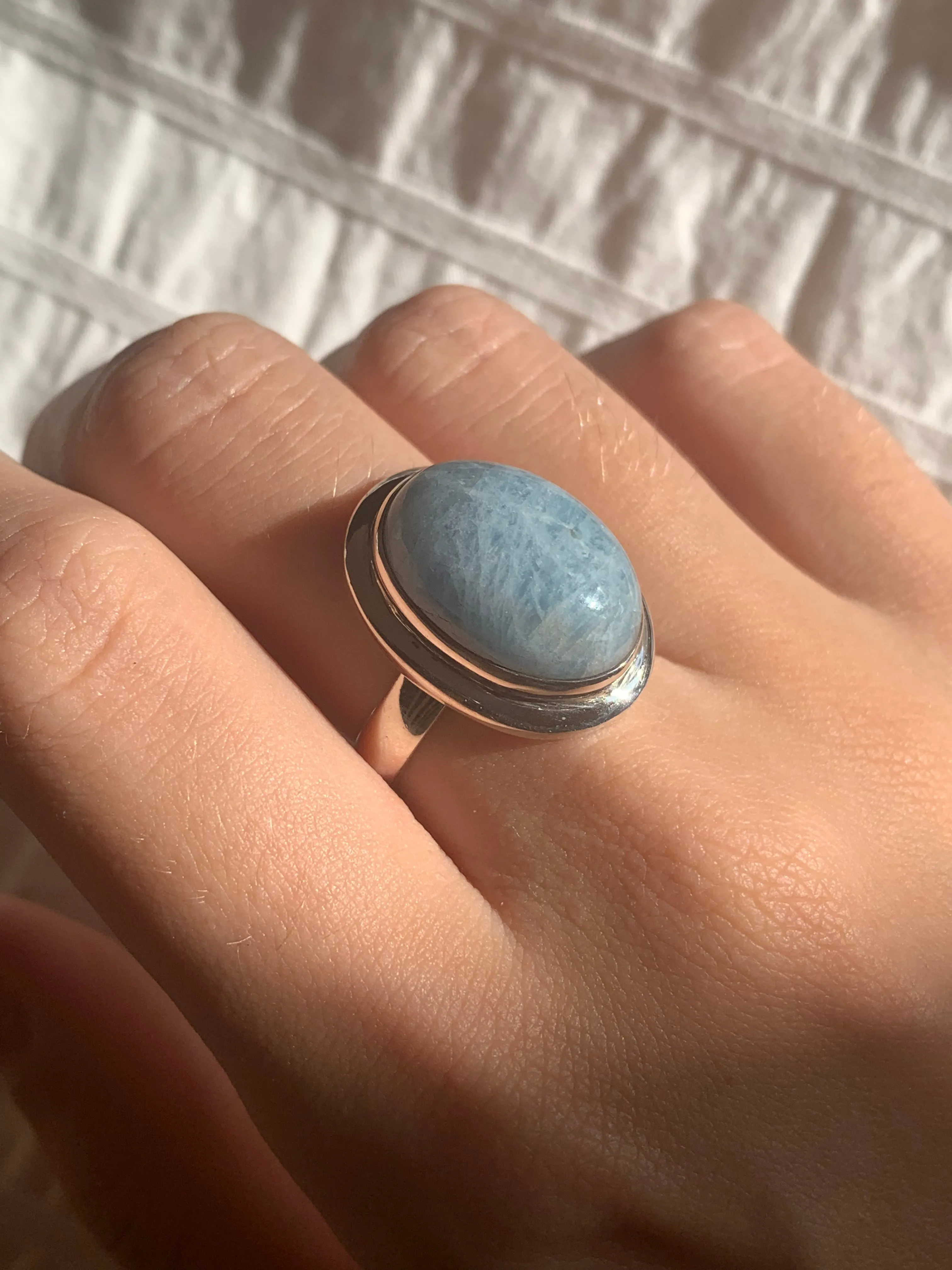 Aquamarine Ansley Ring - Oval Cabochon (US 7.5)