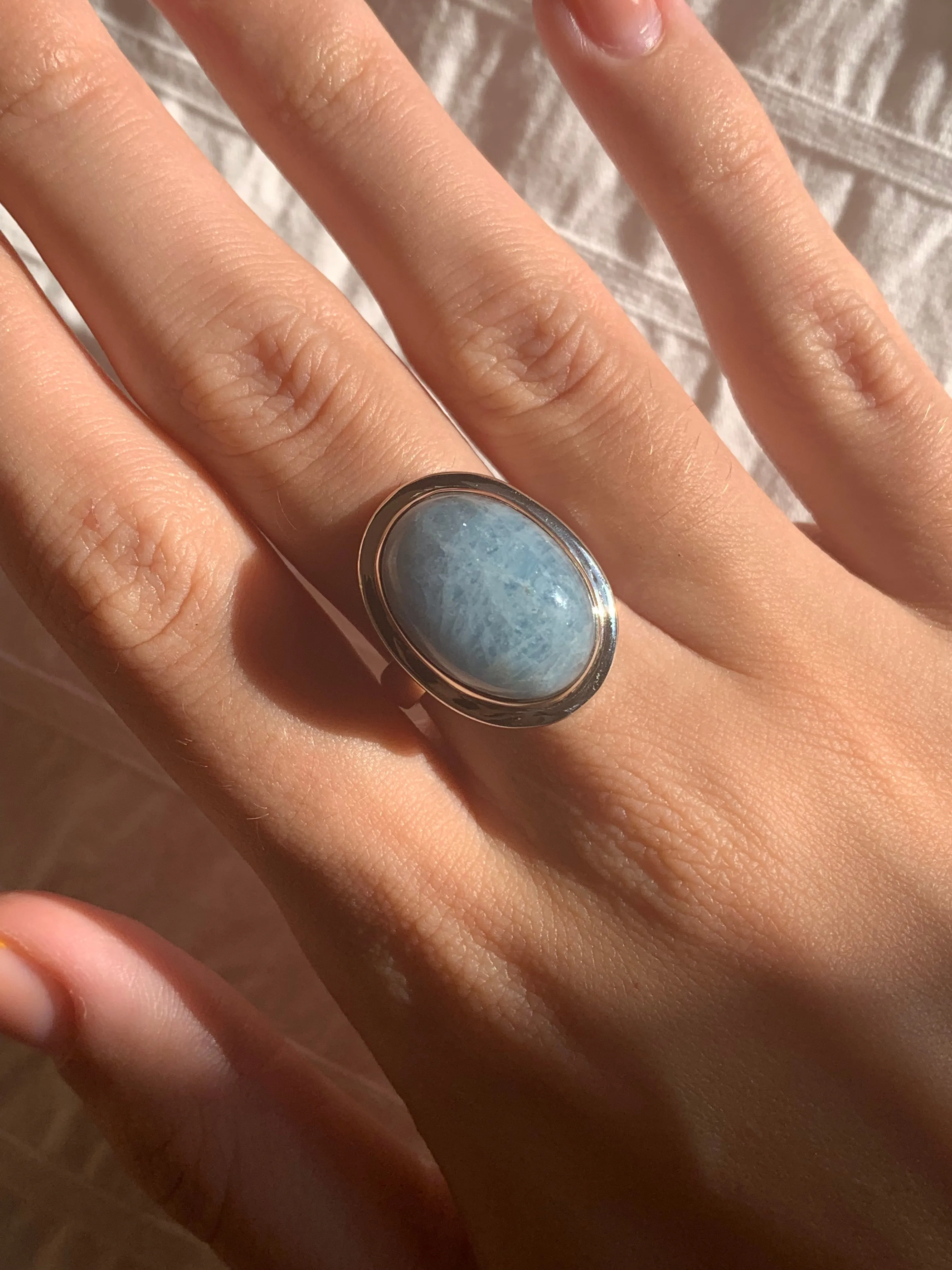 Aquamarine Ansley Ring - Oval Cabochon (US 7.5)