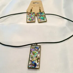 Bling Resin Handcrafted Necklace & Earring Set