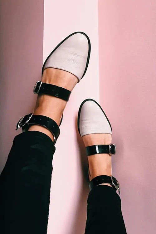 Buckle Color Block Sandals Flats