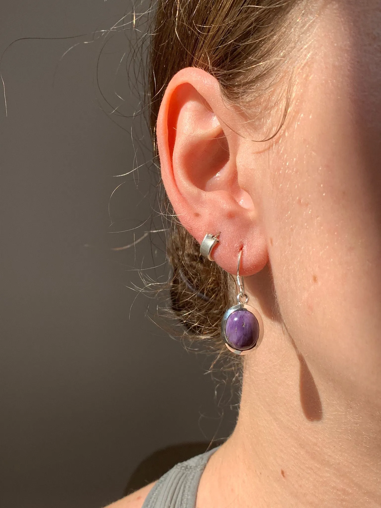 Charoite Naevia Earrings - Oval