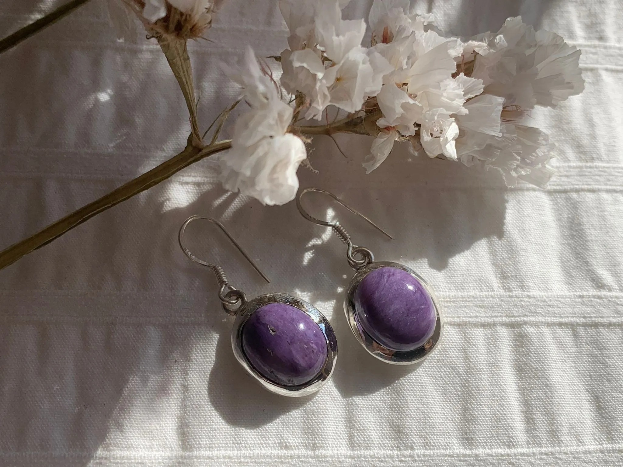 Charoite Naevia Earrings - Oval