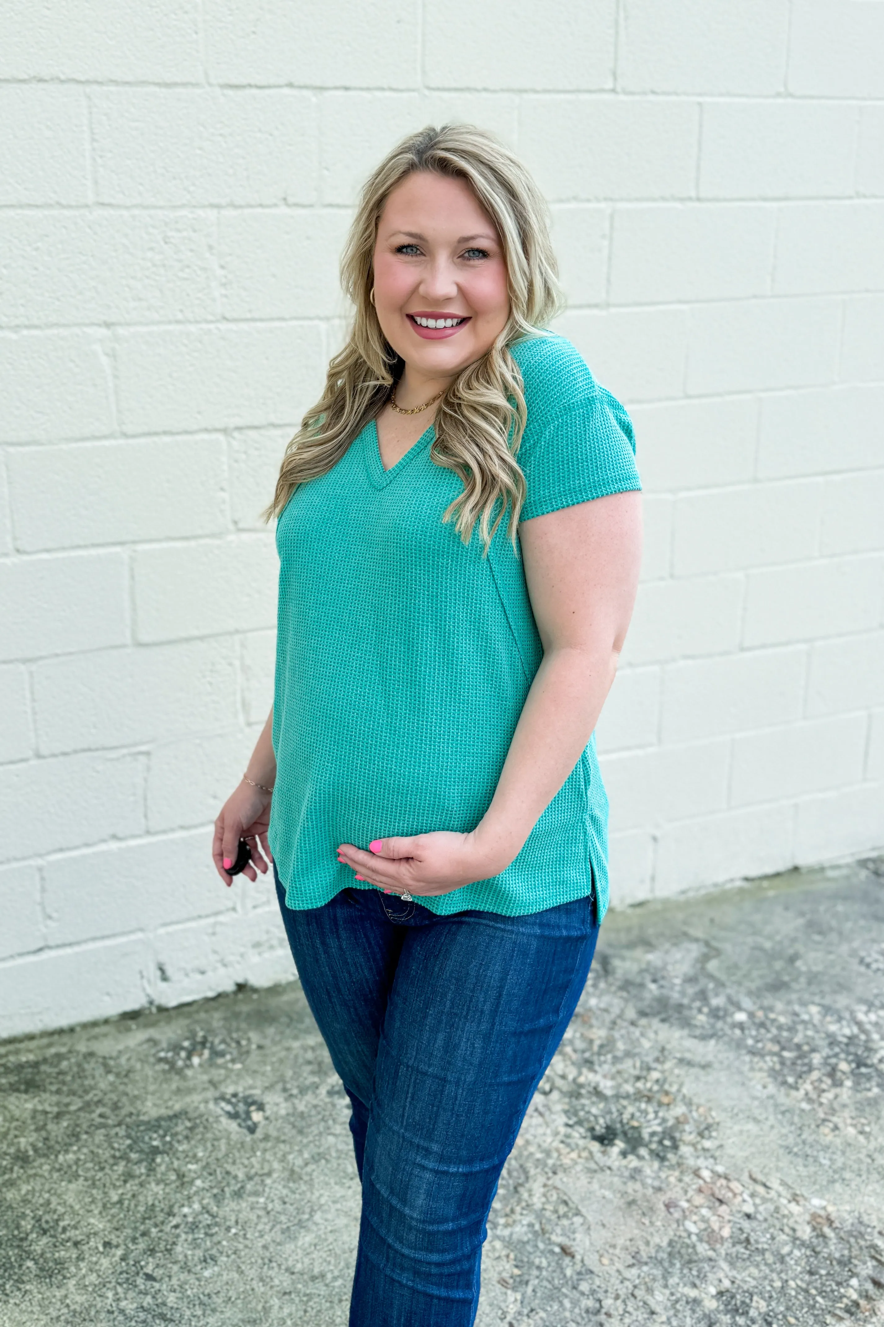 Cole V-Neck Dolman Top, Kelly Green