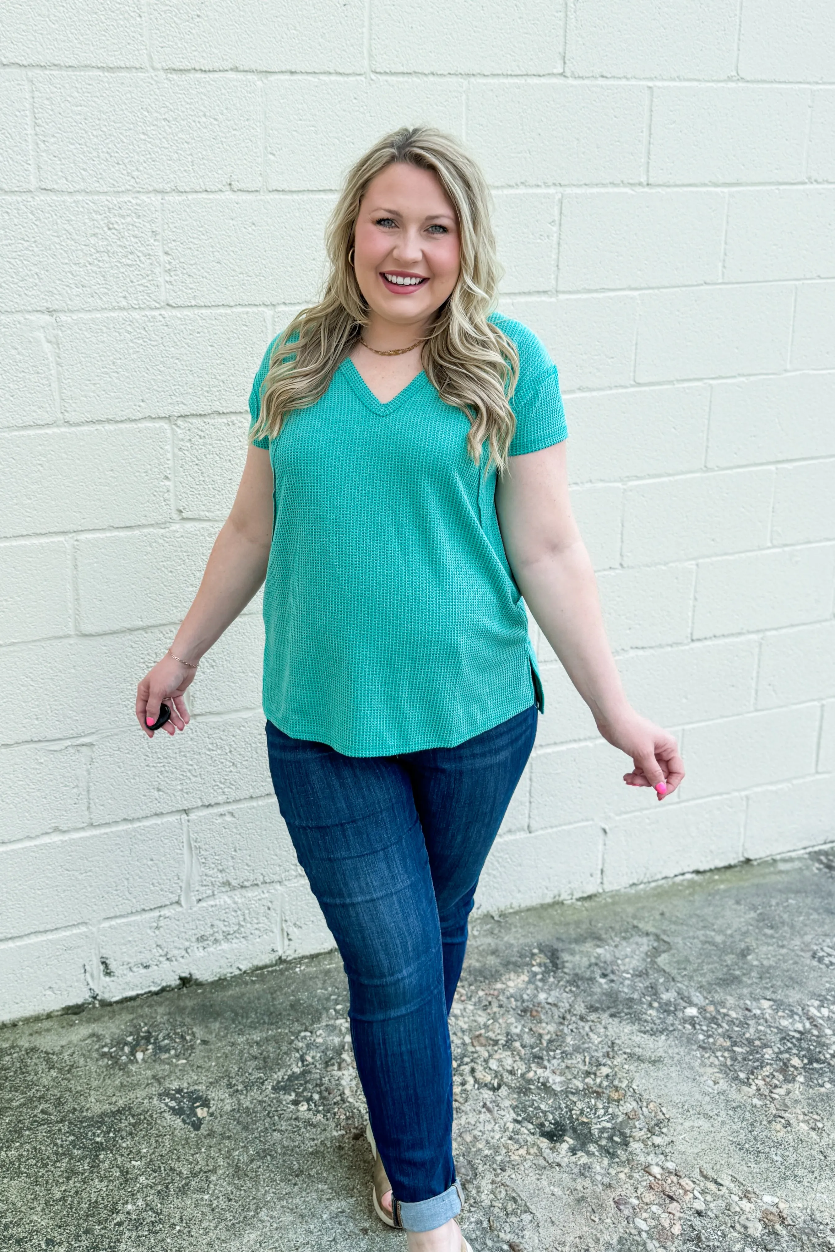 Cole V-Neck Dolman Top, Kelly Green