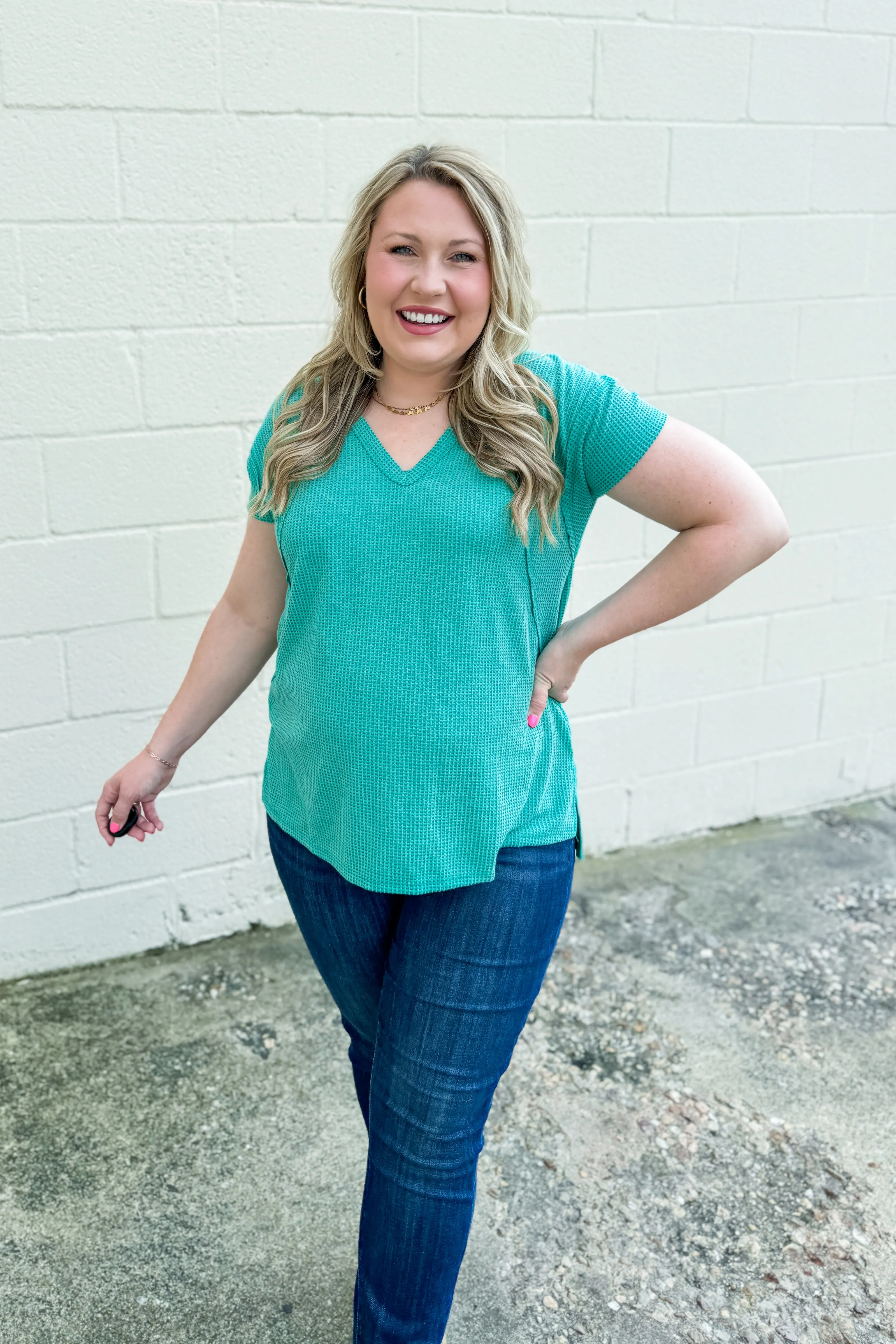 Cole V-Neck Dolman Top, Kelly Green