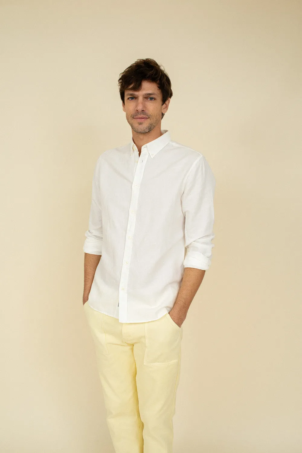 Cuisse de Grenouille Off White Nicolas Cotton Linen Shirt