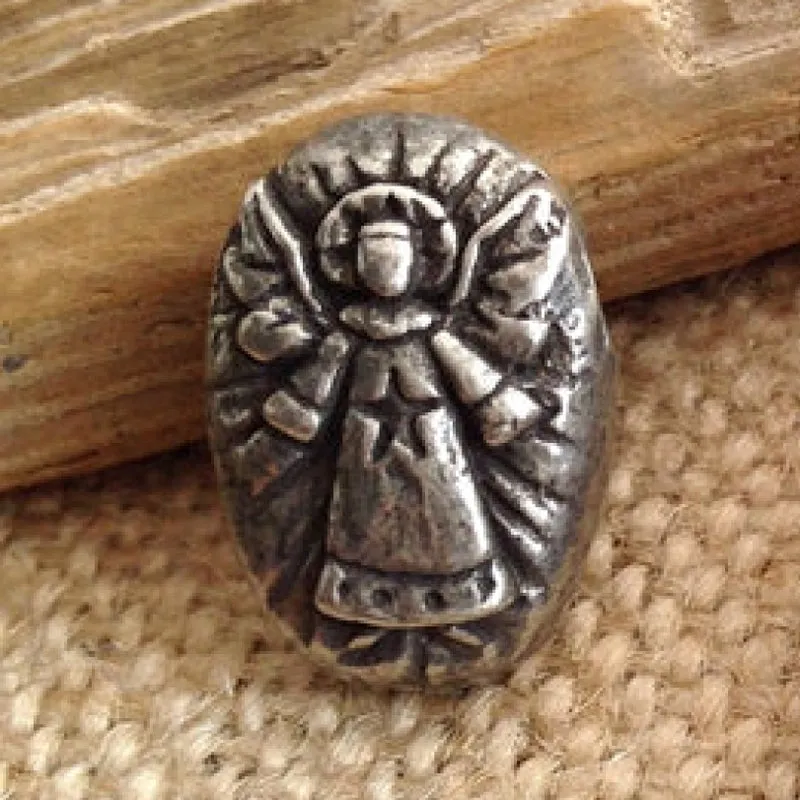 Green Girl Studios-12x19mm Angel Pebble-Antique Pewter-Quantity 1