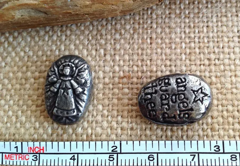 Green Girl Studios-12x19mm Angel Pebble-Antique Pewter-Quantity 1