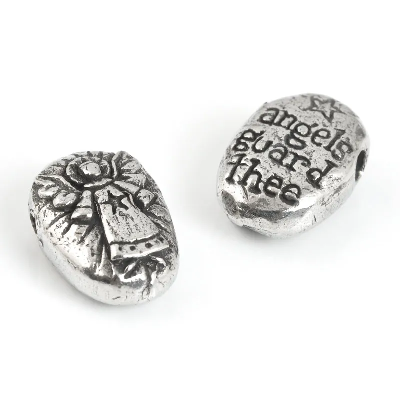 Green Girl Studios-12x19mm Angel Pebble-Antique Pewter-Quantity 1