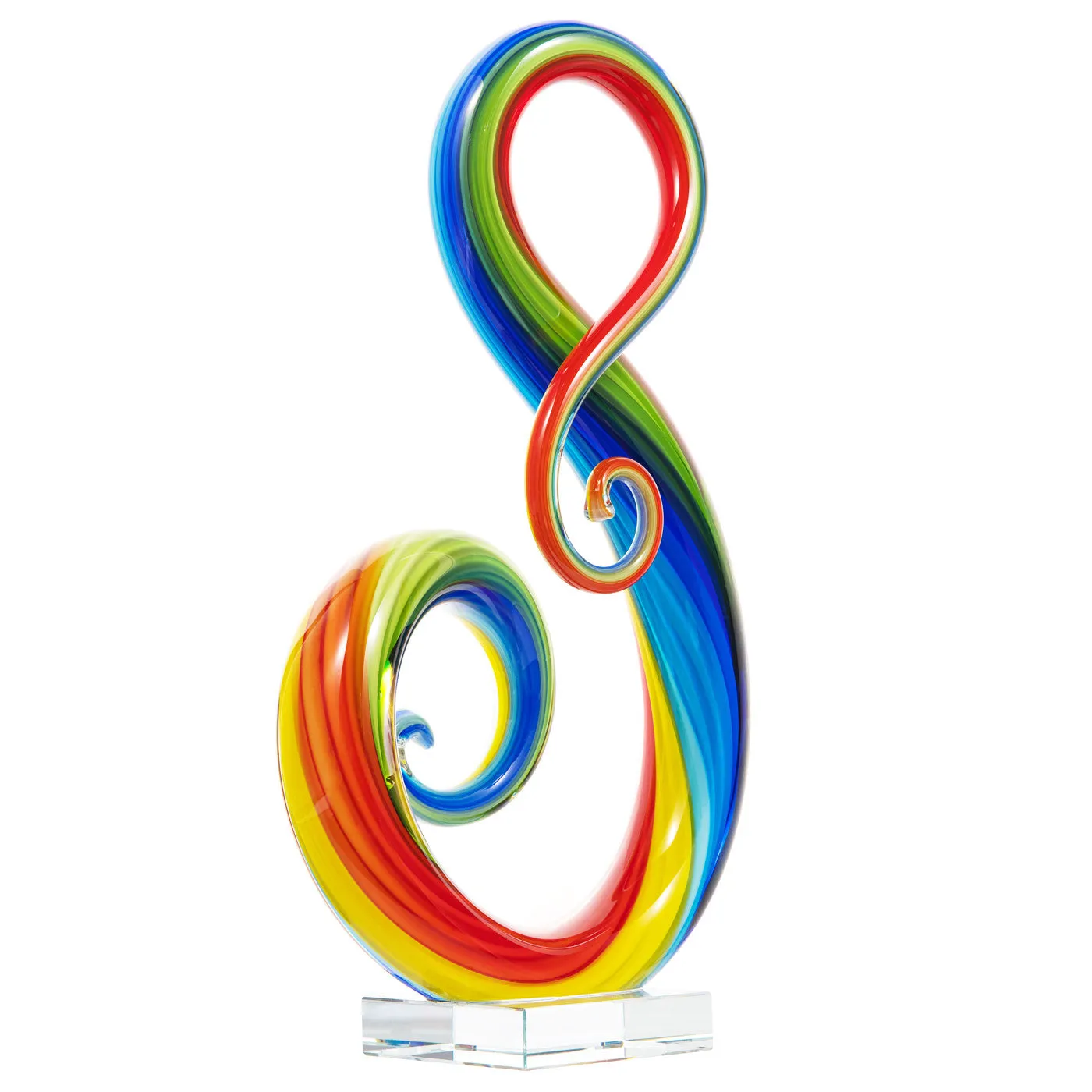 Hand Blown Treble Sommerso Art Glass Sculpture Rainbow 11-14 inch tall