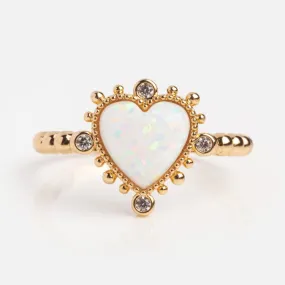 Heavenly Opal Heart Ring