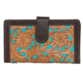 Leather Tooled Clutch with Tuquoise (TLW25TURQ)