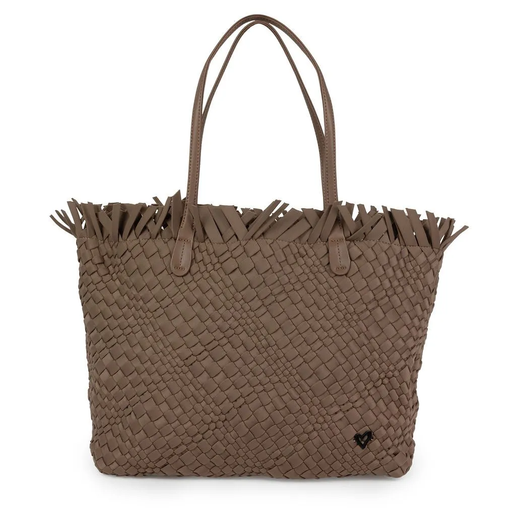 NEW Vulcan Woven Large Tote (Fringed Top) - Buff