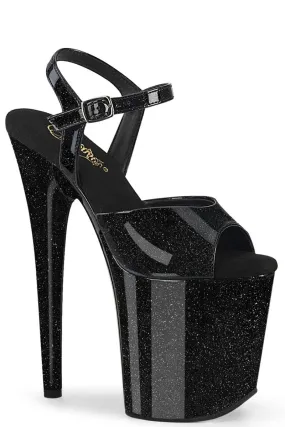 Pleaser USA Flamingo-809GP 8inch Pleasers - Black Glitter