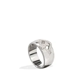 Sterling Silver White Sapphire Hammered Band Ring