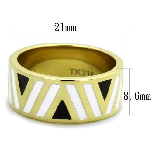 TK2037 IP Gold(Ion Plating) Stainless Steel Ring with Epoxy in Multi Color